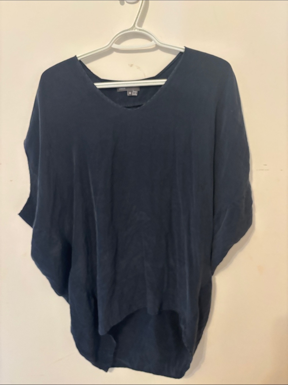 Vince Navy V-Neck Draped Tunic Top